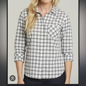 NWT UNTUCKit Marina Black White Plaid Long Sleeve Button Down Shirt